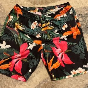 Vibrant Floral Men's Swim Shorts